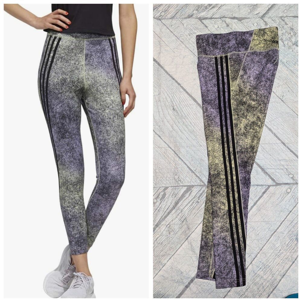 Y2K Athleisure Adidas Feel Brilliant 7/8 Leggings Small Marble Print